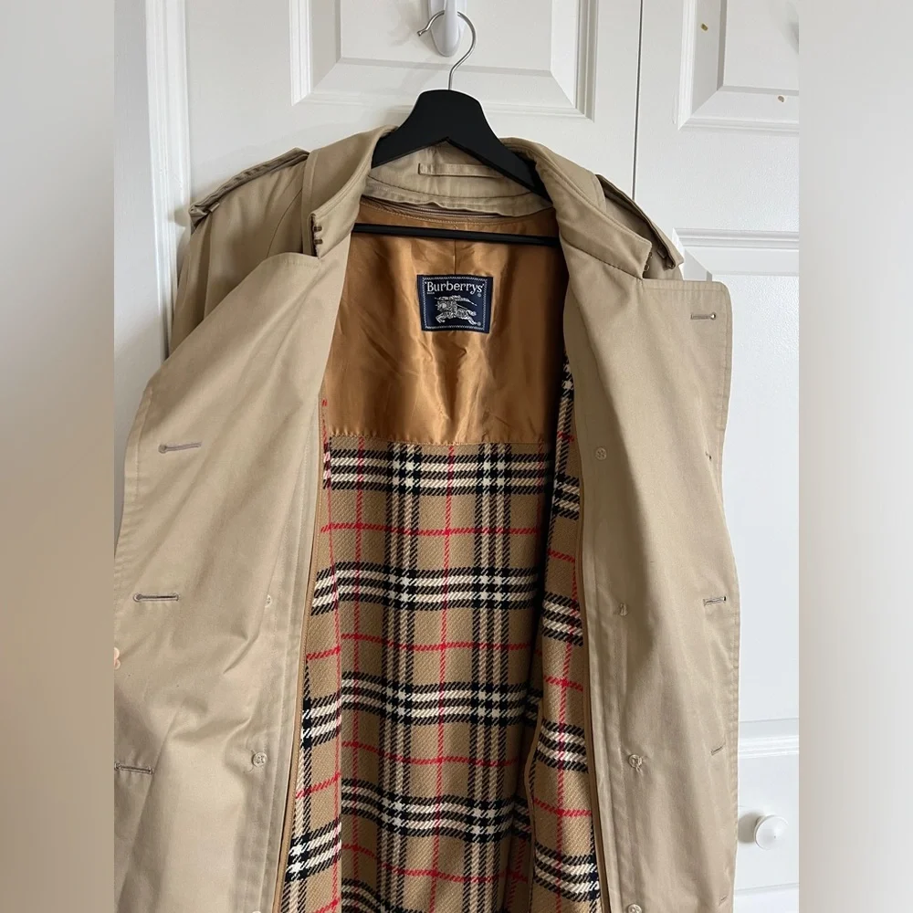 Vintage Burberry Long Kensington Heritage Trench Coat Wool Liner Men’s 42 Long - Picture 8 of 11
